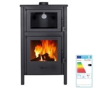 EIDER BIOMASA Quartz - Poêle à Bois avec Four 12,4 KW - Compact 89 x 47 x 52 cm - Façade et Dessus en Fonte - Chauffe jusqu'à 210 m³ - Efficacité énergétique Classe A