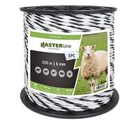 Eider Corde de clôture en osier EPC-Line, 6 mm, blanc noir - Rouleau de 500 m - Très bonne conductivité de 0,12 Ohm m - extrêmement résistante aux déchirures avec une charge de rupture de 450 kg -