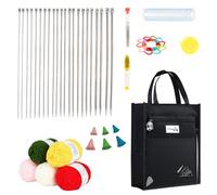 Eidoct Kit de tricot pour débutants, chiffons à vaisselle pour adultes, kit de tricot professionnel avec 11 paires d'aiguilles à tricoter en métal de 35 cm de long, 5 pelotes de fil, outils de tricot