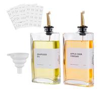 Eidoct Lot de 2 distributeurs d'huile d'olive de 350 ml pour cuisine, distributeur de sirop de café, distributeur avec bec verseur lesté anti-goutte, étiquettes étanches et entonnoir en silicone