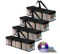 Eidoct Lot de 4 boîtiers de rangement empilables pour DVD - Peut contenir 160 disques chacun | Stockage multimédia en PVC résistant à l'eau pour Blu-ray, jeux PS4 et films, DVD Capacité transparente