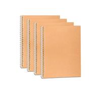 Eidoct Lot de 4 carnets à spirales lignés A5, 60 pages/couverture en papier kraft, pour l'école, les études, le bureau, 120 pages/60 feuilles