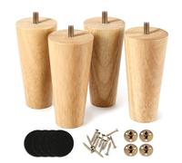 Eidoct Lot de 4 pieds de meubles en bois massif - Pieds de canapé droits coniques - Avec plaque de montage, vis et tapis antidérapants (10 cm)