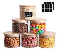Eidoct Lot de 6 bocaux en verre borosilicate transparent de 450 ml pour céréales, garde-manger, épices, sel, thé, café et sucre