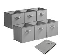 Eidoct Lot de 6 cubes de rangement pliables en tissu, boîtes de rangement carrées en toile, boîtes de rangement carrées avec poignées pour la maison, le bureau, la chambre d'enfant, le placard et les