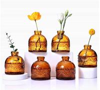 Eidoct Lot de 6 vases à bourgeons en Verre pour Arrangements Floraux, vases Floraux décoratifs rustiques pour Centre de Table, décoration de Maison, Salon, Bureau ou événement de Mariage (Marron E)