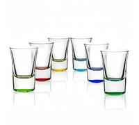 Eidoct Lot de 6 verres à shot colorés de 35 ml à base lourde pour vodka, tequila, whisky