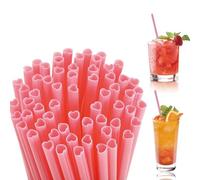 Eidoct Lot de 60 pailles roses en forme de cœur - Réutilisables, emballées individuellement, coupe arbitraire - Matériau polypropylène - Pailles - 21 x 0,6 cm - Rose - 60 pièces