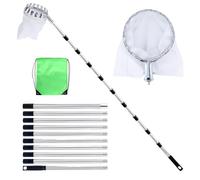 Eidoct Pince à fruits télescopique légère en acier inoxydable de 4 m avec sac de rangement et support en tissu | Outil de cueillette d'arbre extensible pour branches hautes (cueille pommes, oranges