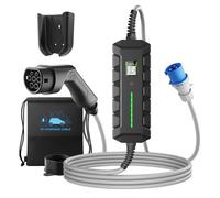 EIDYBOX Chargeur Voiture Electrique P17 32A Prise, [7,4kW | Monophasé | 16-32A | 6M] EV Chargeur Type 2, Station de Charge avec écran Numérique, Cable Recharge Voiture Électrique Type 2 avec Sac
