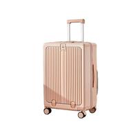 EIEAWEPLI Bagage à main avec porte-gobelet, bagage de voyage avec roues rotatives, valise légère haute capacité avec port USB, valise rigide pour femme et homme, Version à fermeture éclair rose, 66 cm