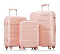 EIEAWEPLI Ensemble De Bagages, Valises Rigides en ABS, Robustes Et Durables, avec roulettes Multidirectionnelles Et Cadenas, Idéal pour Les Voyages d'affaires Et De Loisirs (Rose)
