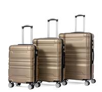 EIEAWEPLI Valise Cabine Rigide, Ensemble De 3 Pièces avec Serrure TSA, roulettes Universelles, Extensible Et Poignées Latérales (Or)