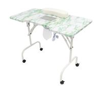 Eieblek Table de manucure pliable avec aspiration, sac de transport et roulettes, table de manucure mobile, pour maison, studio, salon de coiffure, 95 × 48 × 72,5 cm (vert)
