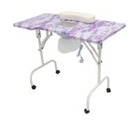 Eieblek Table de manucure pliable avec aspiration, sac de transport et roulettes, table de manucure mobile, pour maison, studio, salon de coiffure, 95 × 48 × 72,5 cm (violet)