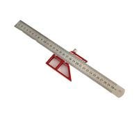 Eieenotee 1 PCS 45/90 Degrés Jauge de Ligne D'Angle Droit Charpentier Centre Finder Rouge & Argent Travail Du Bois Règle de Traçage Central en Aluminium Carpenter