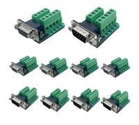 Eieenotee 10 Connecteurs sans Soudure DB9, Série RS232 D-SUB vers Adaptateur de Terminal de Port à 2 Rangées de 9 Broches, Carte de Dérivation avec Écrous