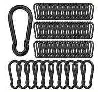 Eieenotee 100 Pièces Mousquetons à Ressort, Mousqueton M6 2,36 Pouces Blcak, Clip Porte-Clés Robuste pour le Camping, Balançoire