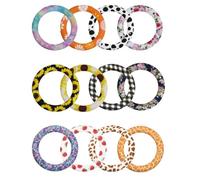 Eieenotee 12 Pièces de Joints Toriques Perlés en Silicone en Vrac de 65 Mm, Boucle de Perles Rondes en Silicone avec 2 Trous, Pendentif en Silicone Imprimé par Transfert d'eau