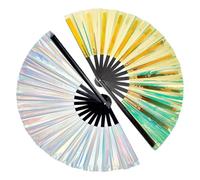 Eieenotee 2 Pièces de Ventilateur Pliant de Décoration Holographique pour Raves, Ventilateur Pliant Décoratif pour Femmes et, Tenues Halloween et Fierté, Haute Qualité et