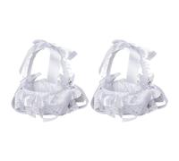 Eieenotee 2 Pièces Panier de Mariage de Panier de Filles de Fleur Blanche pour la Mariée de Fleur/Enfants Tenus à la Main Décorations de Fête de Cérémonie de Mariage, B