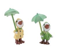 Eieenotee 2 Pièces Statues de Canards de Jardin, Ornement de Jardin en Résine avec Parapluie Ornement de Jardin en Résine Décoration Extérieure de Canard de Jardin