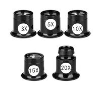 Eieenotee 5 Pièces Loupe Monoculaire Portable Loupe de Bijoutier 3X/5X/10X/15X/20X Loupe Portative Loupe à Dôme Optique à Lentille