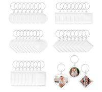 Eieenotee 50 Pièces Porte-Clés Cadre Photo Pendentif, Porte-Clés Cadre Photo en Acrylique Transparent, Créez Votre Propre Kit de Porte-Clés Personnalisé