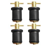 Eieenotee Bouchon de Vidange à Poignée en T en Laiton Adapté Aux Drains de 1 Pouce de Diamètre, Accessoires de Bateau Bouchon de Vidange Torsadé, 4 Pièces