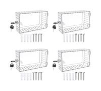 Eieenotee Couvercle Boîte Verrouillage Thermostat 4 Pièces avec Clé, Couvercle de Thermostat avec Serrure pour Thermostat Domestique au Mur, Couvercle de Boîte de Verrouillage AC avec Clé