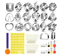 Eieenotee Emporte-Pièces Argile Polymère pour Fabrication Boucles D'Oreilles 44 Emporte-Pièces en Argile pour Boucles D'Oreilles 16 Emporte-Pièces Cercle 1 Tampon à Lettres 120 Accessoires