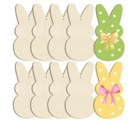 Eieenotee Grandes Décorations de Pâques en Bois de 7 Pouces à Peindre, Découpes en Bois de Lapin Joyeuses Pâques à Faire Soi-Même