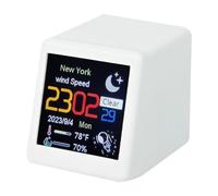 Eieenotee Horloge de Station Météo WiFi Intelligente, Bricolage, Animations GIF Mignonnes, Décoration de Bureau, Fonction D'Album Électronique, Mini Horloge B