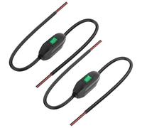 Eieenotee Interrupteur de Cordon Marche/Désactivation 12V 24V / 3A Interrupteur de Bouton de Basculement avec Préwire à la Deux LED Verte pour la Lampe 0,5m 2pcs
