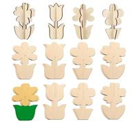 Eieenotee Kit D'Artisanat en Bois à Fleurs 3D pour Adultes Artisanat en Bois de pour Peindre pour les Adultes Fleurs en Bois pour L'Artisanat