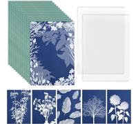 Eieenotee Kit de Papier d'impression Solaire de Papier Cyanotype de 32 Feuilles, pour L'Impression Solaire, Papier Sensible au Soleil pour Enfants et Adultes, Projet de Bricolage