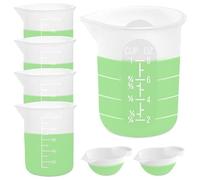 Eieenotee Kits de 7 Tasses à Mesurer en Silicone, 1 Gobelet en Silicone de 250 ML, 4 Gobelets à Mélanger Antiadhésifs de 100 ML, 2 Gobelets en Silicone de 10 ML