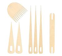 Eieenotee Lot de 7 Bâtons de Métier à Tisser à Main en Bois Comprenant 1 Navette en Bois et 1 Peigne à Tisser en Bois
