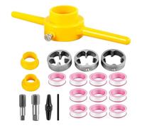 Eieenotee Outil de Fabrication de Filetage en PVC, Kit D'Outils de Plomberie pour Enfile-Tuyau, Ensemble de Tarauds et Filières NPT avec 3 Matrices 1/2pouce, 3/4pouce et 1pouce