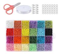 Eieenotee Perles de Rocaille pour Bracelets, 24 Couleurs 3Mm Petites Perles de Verre ColoréEs pour Bracelets Fabrication de Artisanat 12000 PièCes SéRies