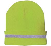 Eieenotee Unisexe Bande RéFléChissante Tricoté Chapeaux Bonnets en Plein Air Cyclisme Ski Chaud Casquettes Femmes, Jaune Fluorescent