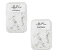 EiEiFiFi Lot de 100 boîtes de papier à savon jetables portables avec boîte de rangement - Mini savon parfumé pour le bain - Pour voyage, camping, randonnée, extérieur - Blanc