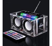 EIELEDIY EIELE - Haut-parleur Bluetooth multifonction - Radio FM - Lecture AUX - Lecture TF - Affichage du niveau acoustique - Haut-parleur à deux canaux - Kit de soudure - Enceinte transparente