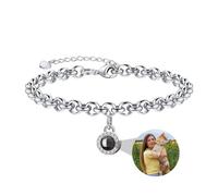 Eiennoai Bracelets personnalisés avec photos à l'intérieur, bracelets photo personnalisés pour couples, bracelets photo ronds bracelets de projection pour femmes hommes anniversaires No?l