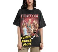 Eiennoai T-Shirt de Rap Bootleg personnalisé pour Petite Amie, T-Shirts Vintage avec Photo personnalisée, Chemise avec Visage de Petite Amie personnalisée