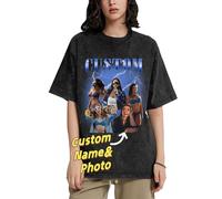 Eiennoai T-Shirt de Rap Bootleg personnalisé pour Petite Amie, T-Shirts Vintage avec Photo personnalisée, Chemise avec Visage de Petite Amie personnalisée