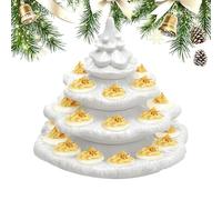 Eierhalter Servierplatte - 4 Ebenen Weihnachtsbaum Design, Gefüllte Eier Ständer 26 Öffnungen, Mehrlagiges Partygeschirr Präsentationstablett Robust Platzsparend Event Dekoration Tisch Zubehör | Attra