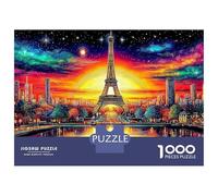 Eiffel Night Puzzle DIY Puzzle 1000 Pièces Carton Extra-Épais Paris Art pour Amateurs De Famille, Jeu Amusant, Belle Décoration, Cadeau D’Anniversaire Idéal pour Tous Âges s 52x38cm/1000pcs