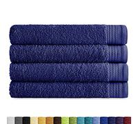 Eiffel Textile Lot de Serviettes Qualité éponge 600 g, 100% Coton égyptien, Bleu Marine, Ducha 70x140 cm