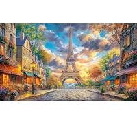 Eiffel-Tower 1000 pièces Jeu Stimulant Puzzle pour Adultes Papier recyclé Jeu Familial Amusant & Stimulant pour Relaxation, créativité et Cadeaux 38x52/1000 pièces